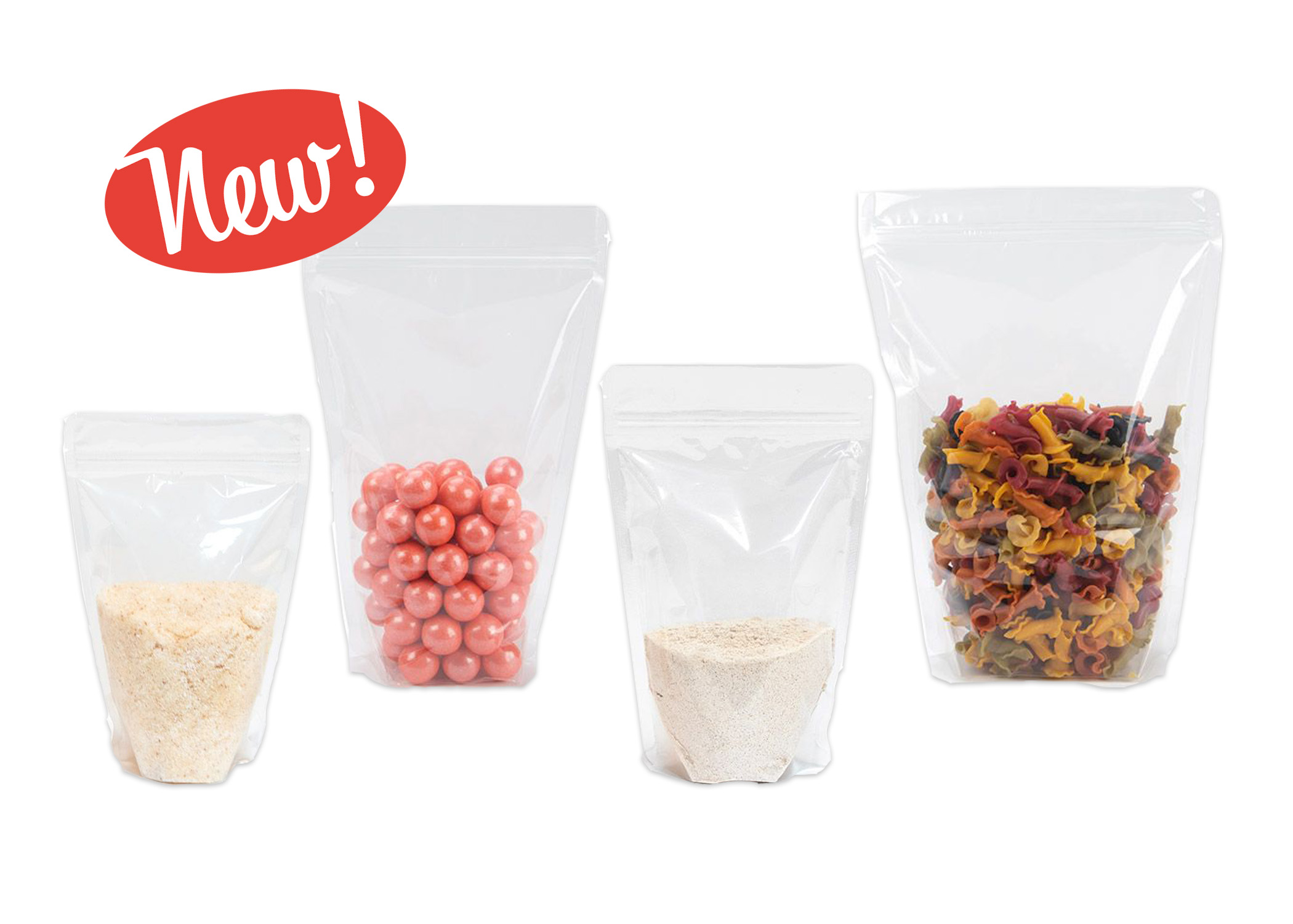 Clear Stand Up Zipper Pouches with K Seal 