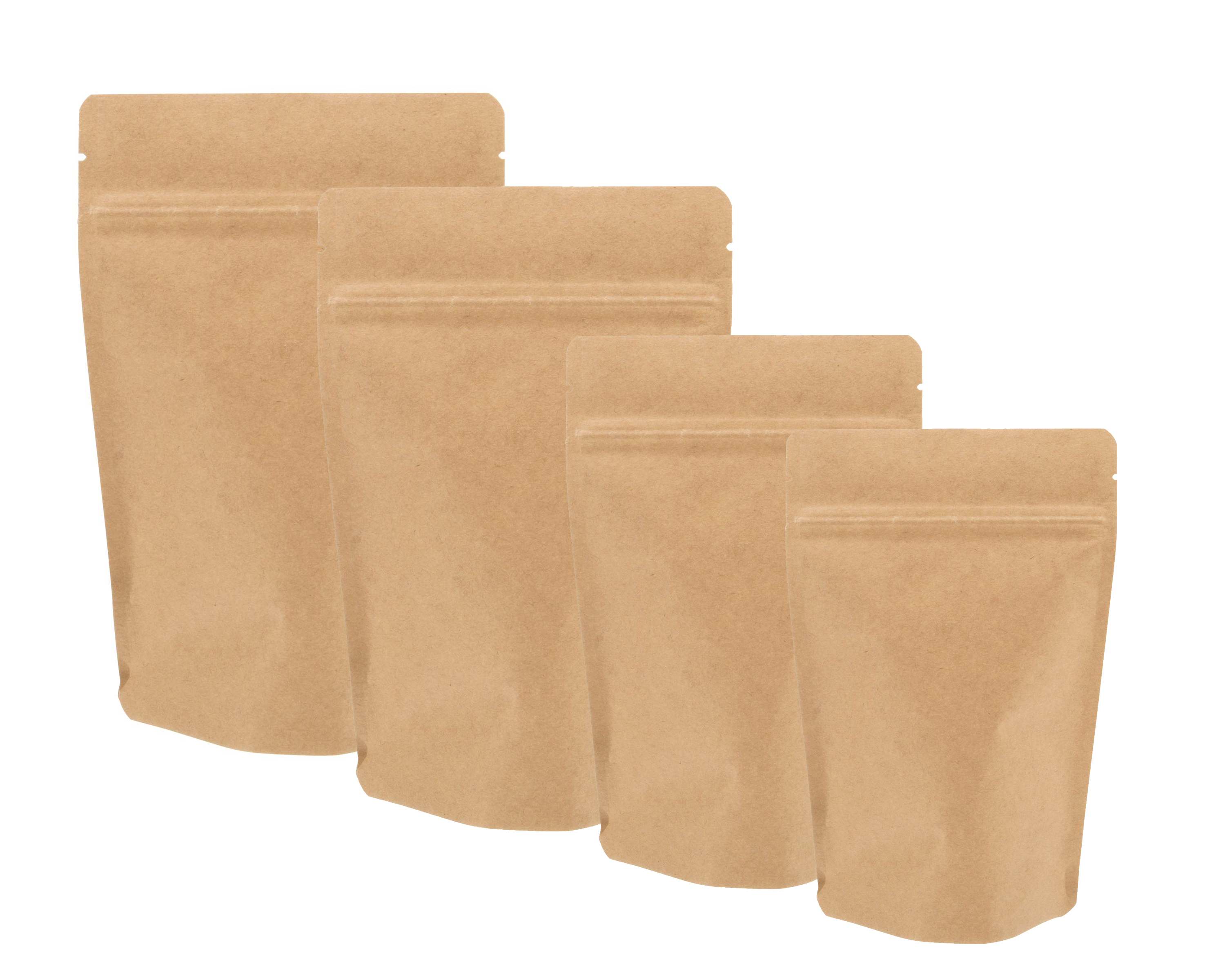Solid Kraft Stand Up Zipper Pouches