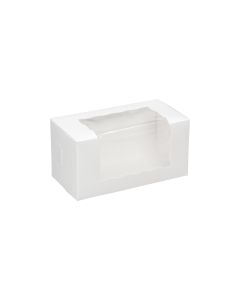 CBHW844W Lock Corner Bakery Box with Window (White) - 8" x 4" x 4"