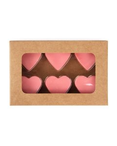 CNDYH275 Heart-shaped Kraft Artisan Candy Box Set (Holds 6) – 2 3/4" x 4 1/16" x 13/16"