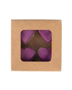 CNDYH277 Heart-shaped Kraft Artisan Candy Box Set (Holds 4) – 2 3/4" x 2 11/16" x 13/16"