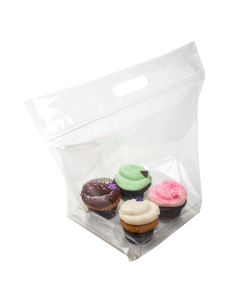 CZHB2 Zip Handle Cupcake Bag with insert for 4 standard cupcakes - 14 1/2" x 7" x 11 1/4"