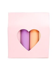 FS344 Pink Favour Box with Heart Shaped Window - 3 1/2" x 1 1/2" x 4"