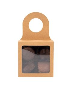 FS356 Hanging Kraft Wine Bottle Box - 3 5/8" x 3 5/8" x 1 1/8"