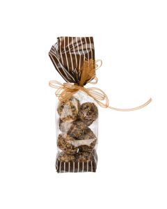 G1BNC Brown with Cream Stripe Printed Gusset Bag - 2" x 1 7/8" x 9 1/2"