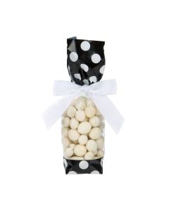 G1BW Black with White Polka Dot Printed Gusset Bag - 2" x 1 7/8" x 9 1/2"