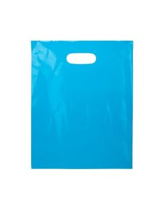 H1215BL1 Blue Die Cut Handle Shopping Bags - 12" x 15"