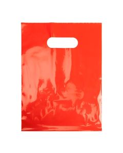 H912RD1 Red Die Cut Handle Shopping Bags - 9" x 12"