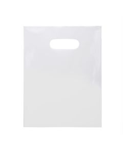 H912WT1 White Die Cut Handle Shopping Bags - 9" x 12"