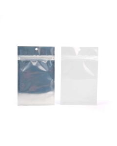 HZBB4CW Zip Top Hanging  Bag – Clear Front/White Back – 3 5/8” x 5”