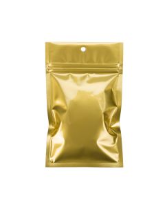 HZBB4MG Gold Zip Top Hanging  Bag – 3 5/8” x 5”