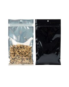 HZBB6CB Zip Top Hanging  Bag – Clear Front/Black Back – 5” x 8 3/16”