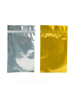 HZBB7CG Zip Top Hanging  Bag – Clear Front/Gold Back – 6” x 9 ¼”