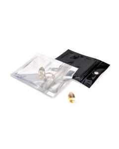 HZBB9CB Zip Top Hanging  Bag – Clear Front/Black Back – 2” x 2”