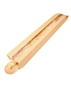 KBB2 Kraft Bread Bag with Window - 3 1/2" x 2 1/2" x 25"