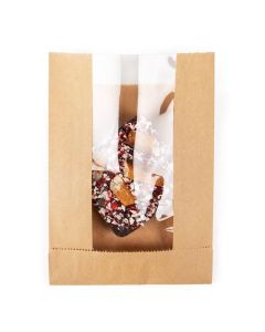 KBB7 Kraft Bread Bag with Window - 4 5/16" x 1 1/8" x 6"