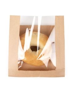 KBB8 Kraft Bread Bag with Window - 6 1/4" x 1 1/8" x 6 1/2"