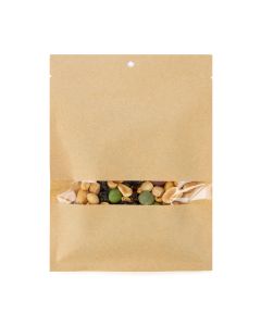 KHS57W Kraft Compostable Heat Seal Bag with Window - 5" x 7"