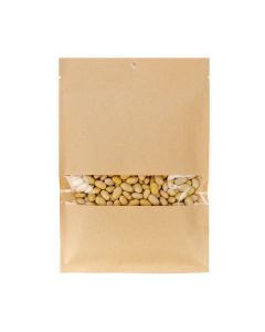 KHS69W  Kraft Compostable Heat Seal Bag with Window - 6" x 9"