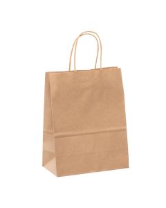 KPHB0819 Kraft Paper Handle Bags - 8" x 4" x 10"