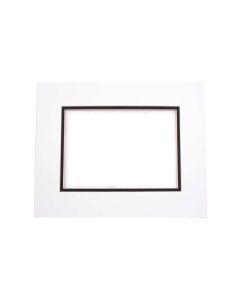 MD20021 11" x 14" Import Decorative Double Mat White with Black reveal 7 5/8" x 9 5/8" Opening