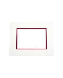 MD20036 11" x 14" Import Decorative Double Mat Ivory with Brick Red reveal 7 5/8" x 9 5/8" Opening