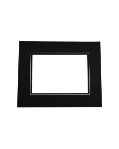MD20137 11" x 14" Import Decorative Double Mat Black with Black reveal 8 1/8" x 10 5/8" Opening
