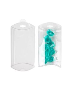 PB76 Crystal Clear Pillow Boxes with  Optional Hanger – 3” x 5” x 1” - Middle length 4"