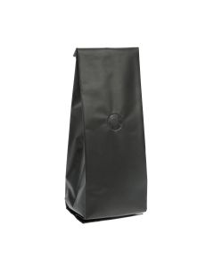 SGC1BM Matte Black Coffee Bag with Valve - 3 1/8" x 2 3/8" x 10 1/4"