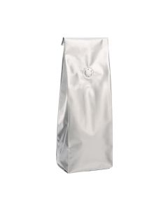 SGC2S Silver Coffee Bag with Valve - 3 3/8" x 2 1/2" x 13"