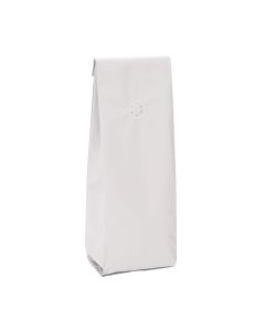 SGC2WM Matte White Coffee Bag with Valve - 3 3/8" x 2 1/2" x 13"