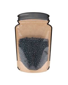 SP3KCZ Kraft Mason Jar Shaped Zipper Pouch, Clear Front - 5 1/8" x 3" x 8 1/8"