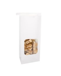 TTW2W White Kraft Tin Tie Bag with Window - 4 1/4" x 2 1/2" x 10 1/2"