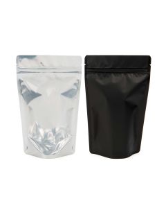 ZBGB2 Matte Black Backed Stand Up Zipper Pouch- 4" X 2 3/8" X 6"