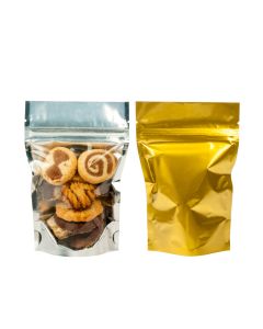 ZBGG2 Gold Backed Zipper Pouch Gusset Bag - 4" X 2 3/8" X 6"