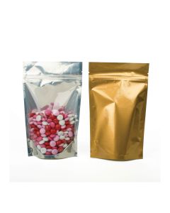 ZBGG3 Gold Backed Zipper Pouch Gusset Bag - 5 1/8" X 3 1/8" X 8 1/8"