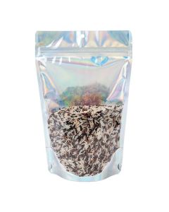 ZBGH7C Holographic Backed Stand Up Zipper Pouch - 5 7/8" x 3 1/2" x 9 1/8"