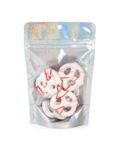 ZBGHG2C Glitter Holographic Backed Stand Up Zipper Pouch - 4" x 2 3/8" x 6"