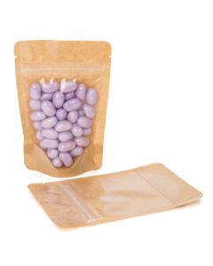 ZBGKC1 Kraft Backed Stand Up Zipper Pouch with clear lining – 3 1/8” x 2” x 5 1/8”