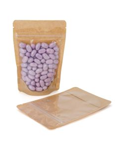 ZBGKC2 Kraft Backed Stand Up Zipper Pouch with clear lining – 4” x 2 3/8” x 6”