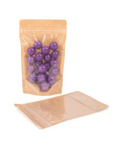 ZBGKC3 Kraft Backed Stand Up Zipper Pouch  with clear lining – 5 1/8” x 3 1/8” x 8 1/8”