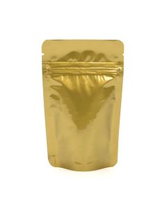 ZBGM1G Metallized Gold Stand Up Zipper Pouch – 3 1/8” x 2” x 5 1/8”