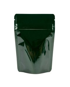 ZBGM2HG Metallized Hunter Green Stand Up Zipper Pouch – 4” x 2 3/8” x 6”