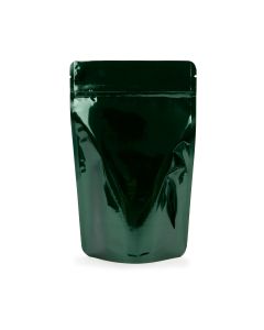 ZBGM3HG Metallized Hunter Green Stand Up Zipper Pouch – 5 1/8” x 3 1/8” x 8 1/8”