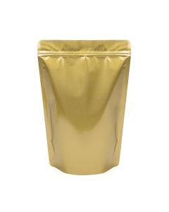 ZBGM6G Metallized Gold Stand Up Zipper Pouch – 9” x 4 ¾” x 13 ½”