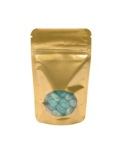 ZBGO1G Gold Oval Window Stand Up Zipper Pouch – 3 1/8” x 2” x 5 1/8”