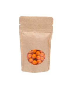 ZBGO1K Kraft Oval Window Stand Up Zipper Pouch – 3 1/8” x 2” x 5 1/8”