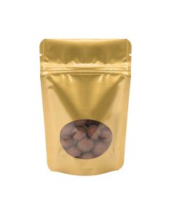 ZBGO2G Gold Oval Window Stand Up Zipper Pouch – 4” x 2 3/8” x 6”