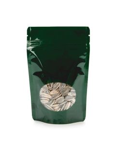 ZBGO2HG Hunter Green Oval Window Stand Up Zipper Pouch – 4” x 2 3/8” x 6”