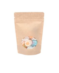 ZBGO2K Kraft Oval Window Stand Up Zipper Pouch – 4” x 2 3/8” x 6”